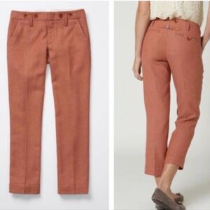 Anthropologie Paper Boy Wool Viscose 2 Stylish Rust Orange Cropped Pants Zipper